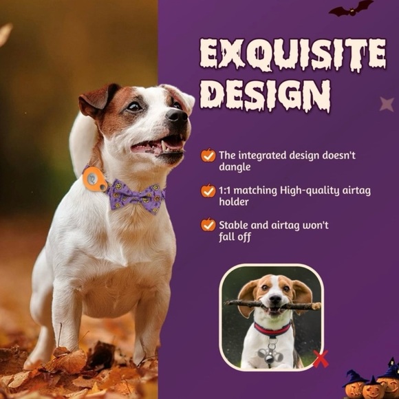 Halloween AirTag Dog Collar, Fashion Dog Collar size Medium - Picture 4 of 8